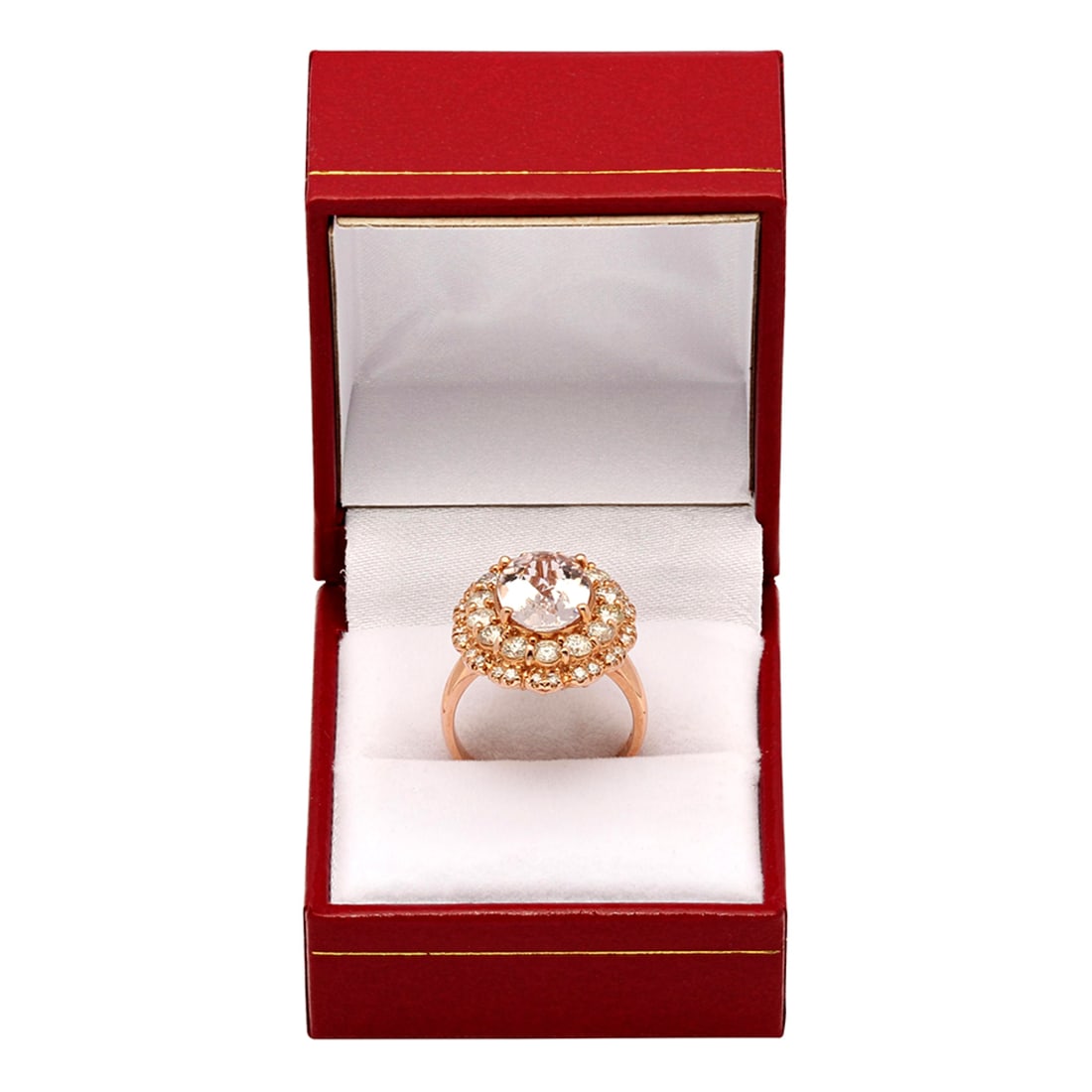 14k Rose Gold 3.08ct Morganite 1.61ct Diamond Ring - 3