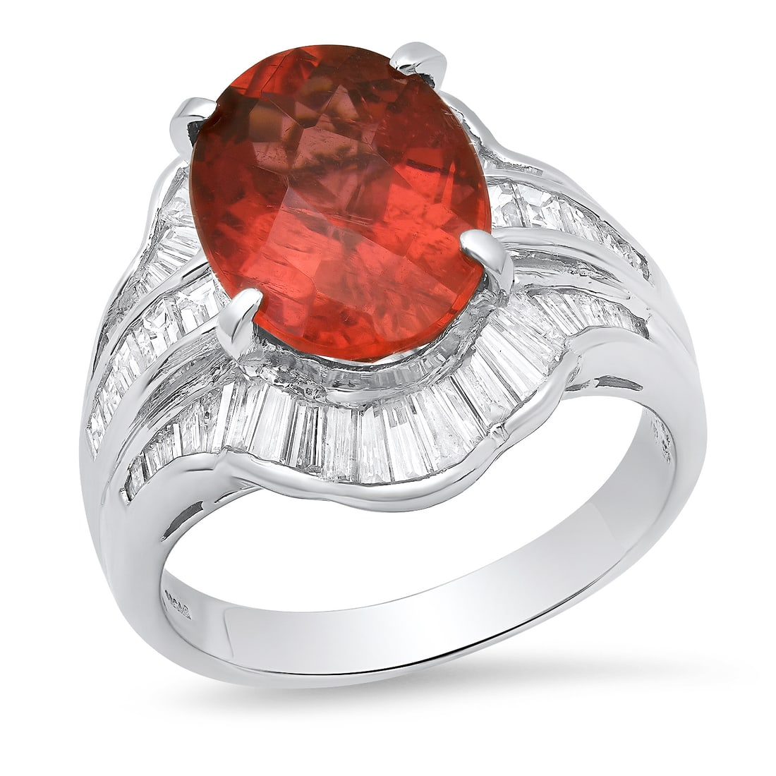 Platinum Setting with 8.25ct Tourmaline and 1.38ct Diamond Ladies Ring: Retail: $15,700.00 ****** Platinum Setting with 8.25ct Tourmaline and 1.38ct Diamond Ladies Ring ****** Size: 7 (we offer free resizing to winning bidders) / Metal: Platinum / Total Item Weight: 9.4