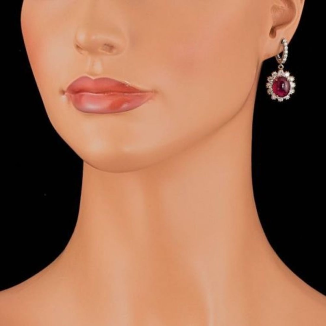 14k Gold 12.71ct Ruby 2.97ct Diamond Earrings - 3