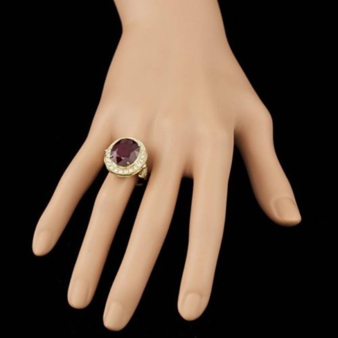 14K Yellow Gold 11.93ct Ruby and 0.97ct Diamond Ring - 4