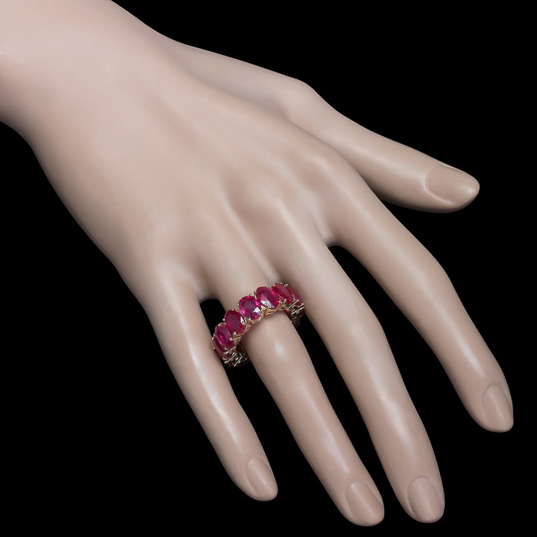 14K Yellow Gold 11.26ct Ruby Eternity Band Ring - 3