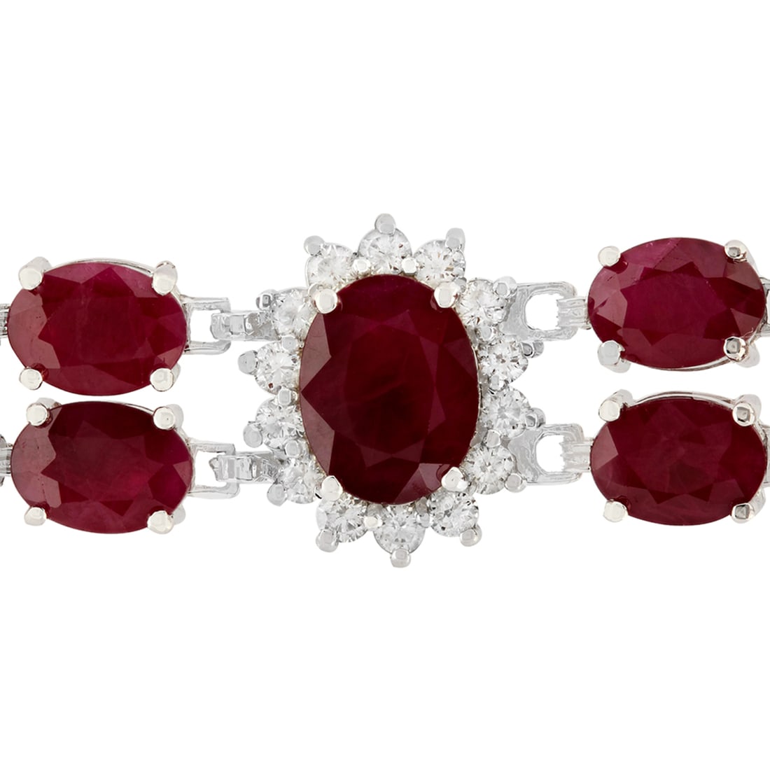 14k White Gold 43.10ct Ruby 1.65ct Diamond Bracelet - 2