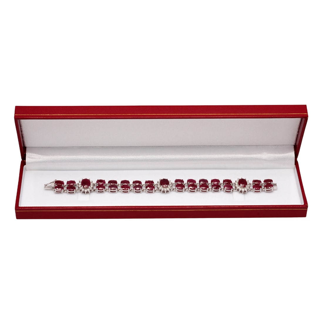 14k White Gold 43.10ct Ruby 1.65ct Diamond Bracelet - 3