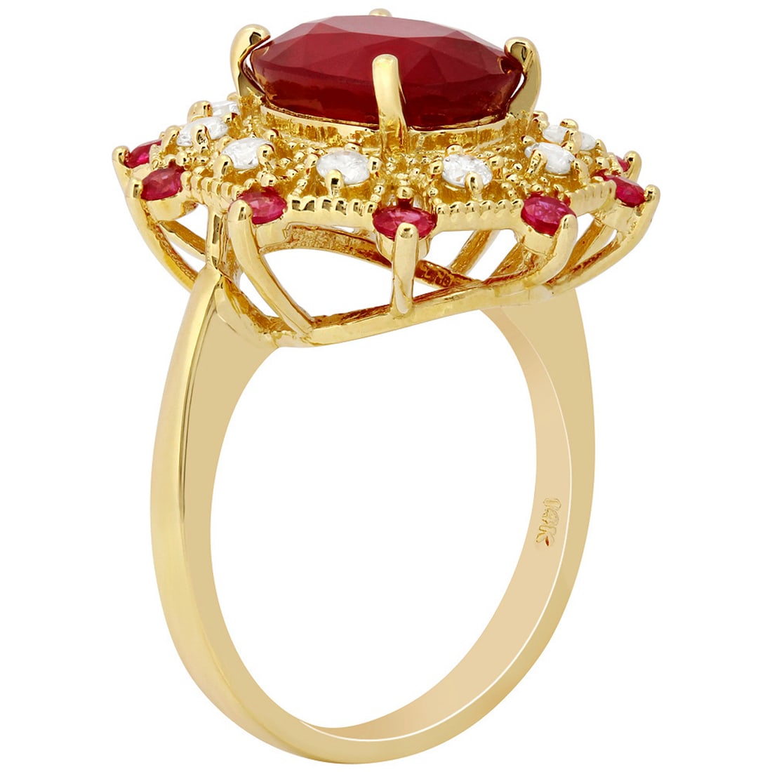 14k Yellow Gold 5.89ct & 0.53ct Ruby 0.42ct Diamond Ring - 2