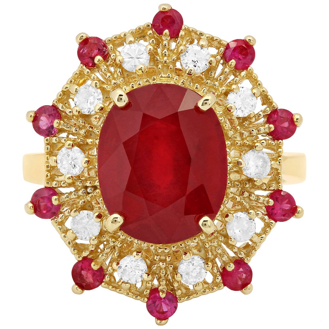 14k Yellow Gold 5.89ct & 0.53ct Ruby 0.42ct Diamond Ring - 3