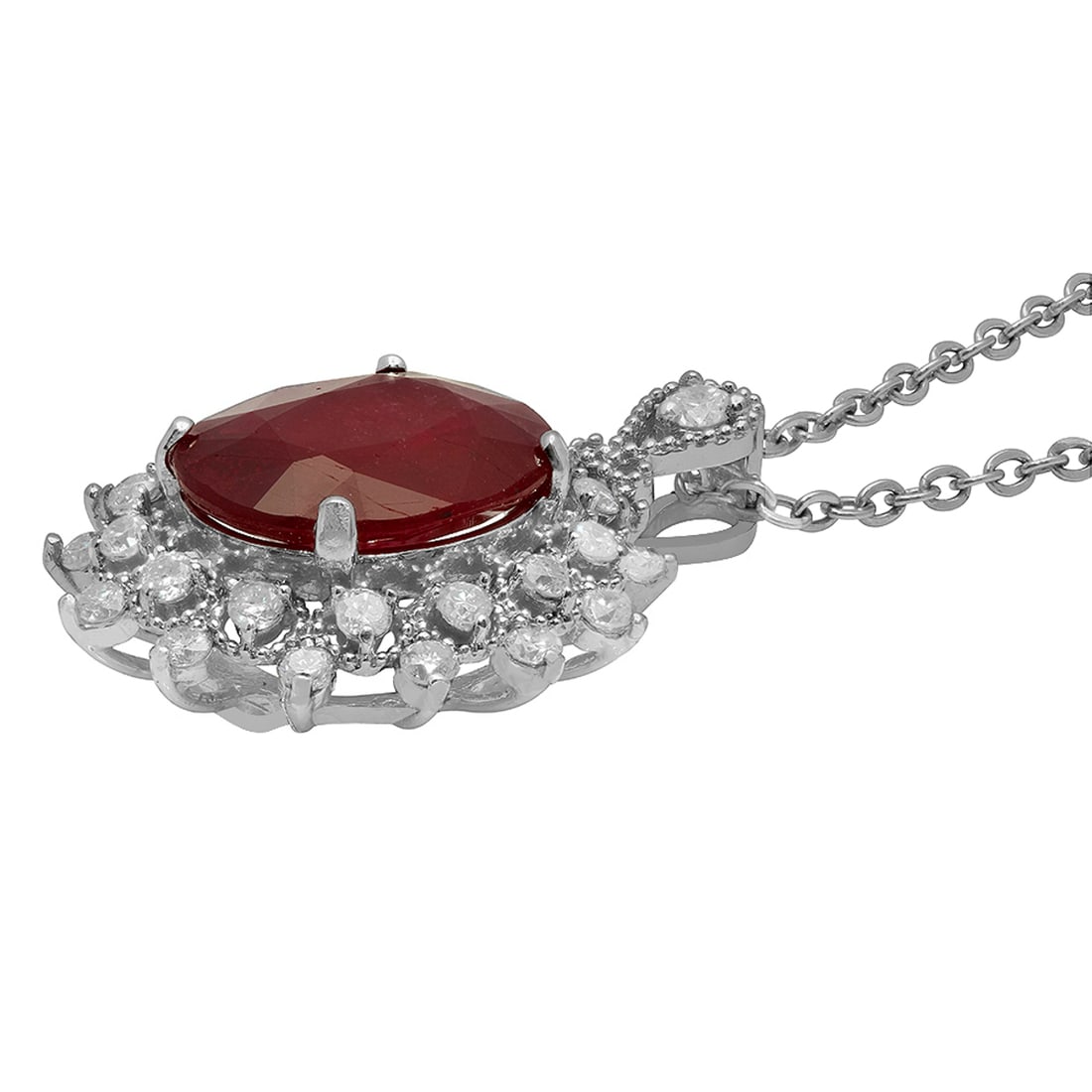 14k White Gold 5.41ct Ruby 0.86ct Diamond Pendant - 2