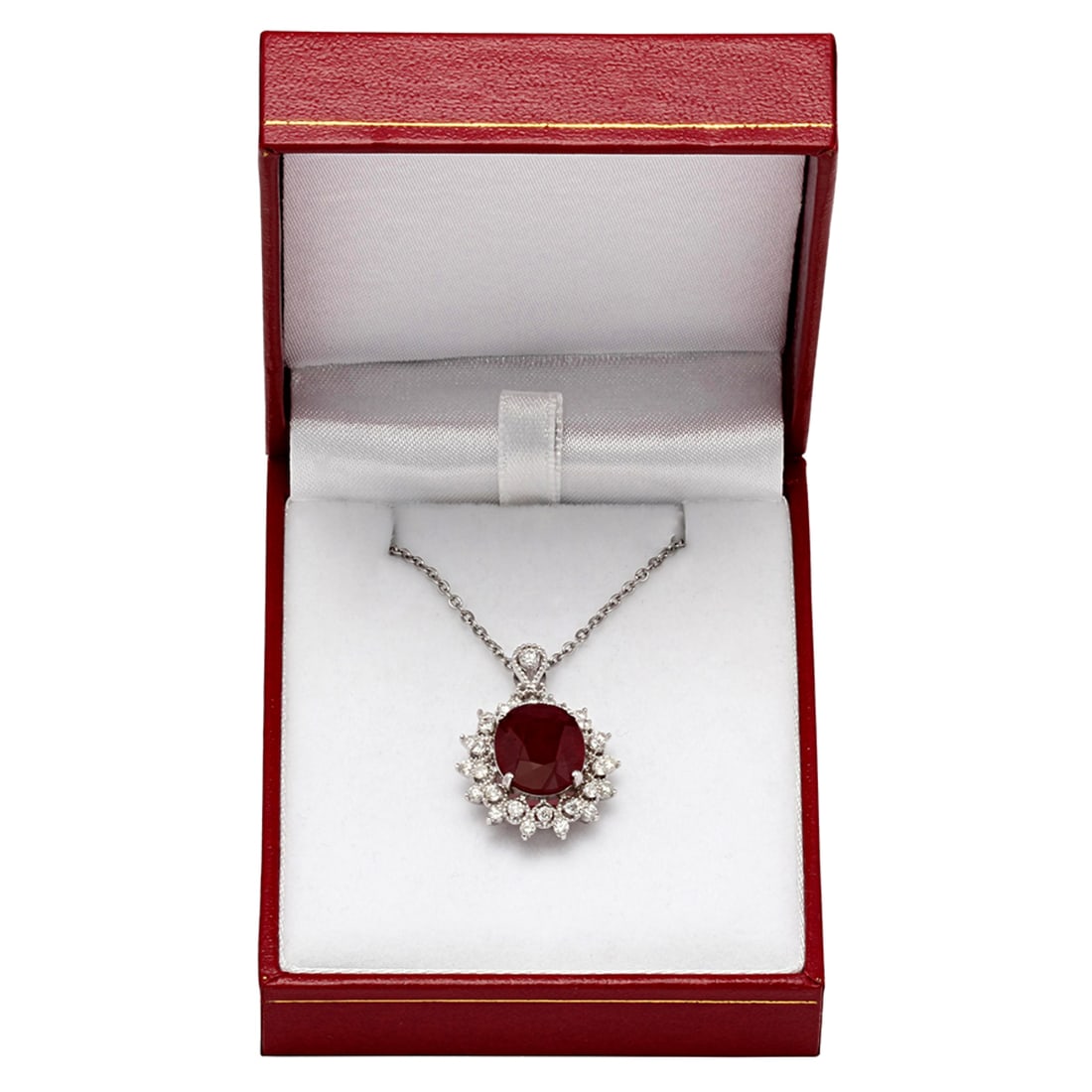 14k White Gold 5.41ct Ruby 0.86ct Diamond Pendant - 3