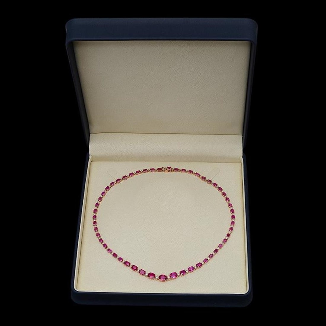 14K Gold 28.84ct Ruby & 1.70ct Diamond Necklace - 2