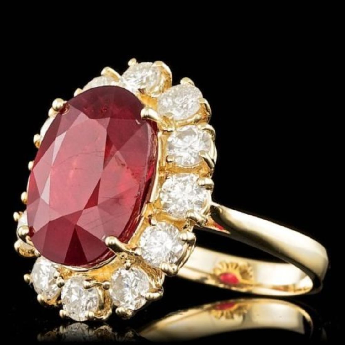 14K Yellow Gold 11.84ct Ruby and 2.42ct Diamond Ring - 2