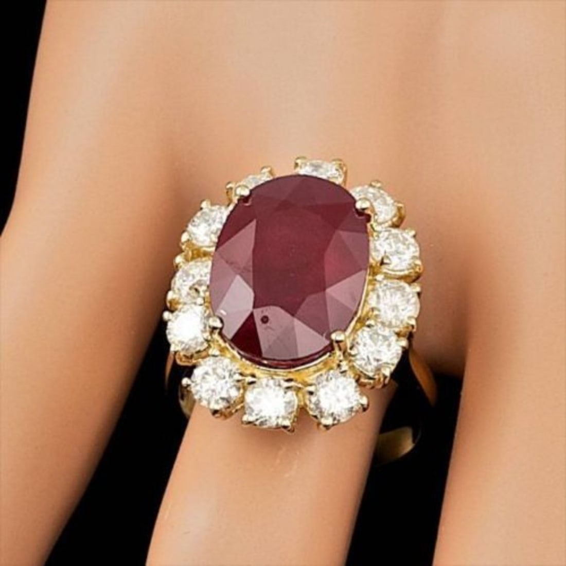 14K Yellow Gold 11.84ct Ruby and 2.42ct Diamond Ring - 3