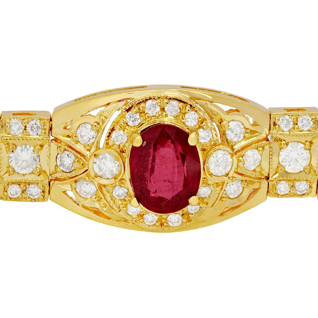 14k Yellow Gold 18.11ct Ruby 6.72ct Diamond Bracelet - 3