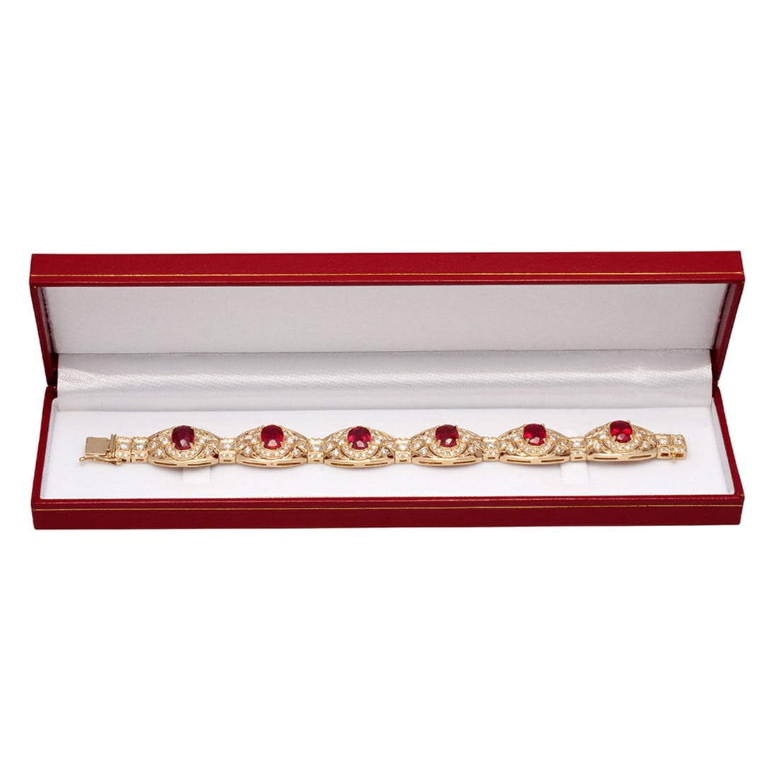 14k Yellow Gold 18.11ct Ruby 6.72ct Diamond Bracelet - 4