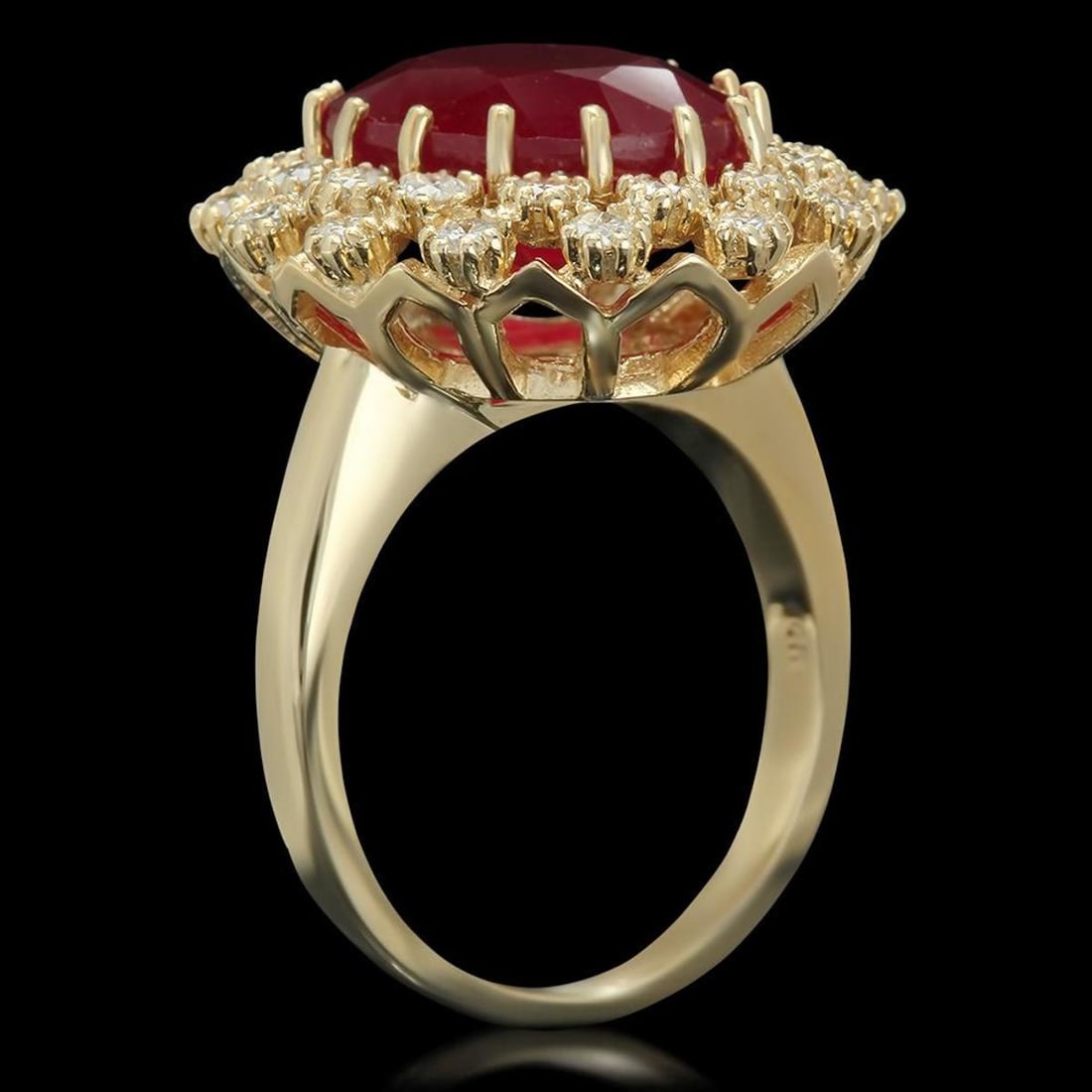 14K Yellow Gold 9.32ct Ruby and 1.01ct Diamond Ring - 2