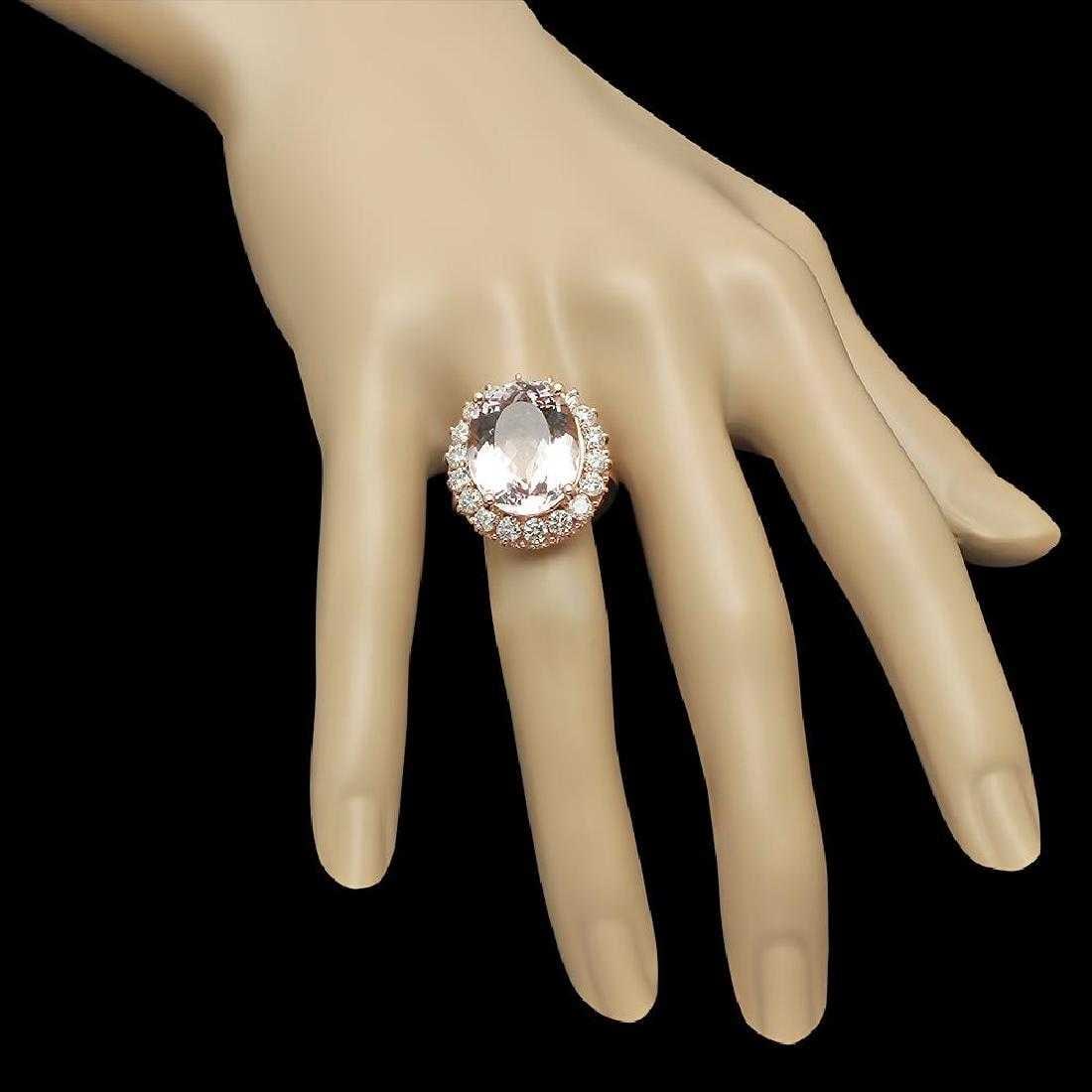 14K Rose Gold 13.02ct Kunzite and 2.17ct Diamond Ring - 3