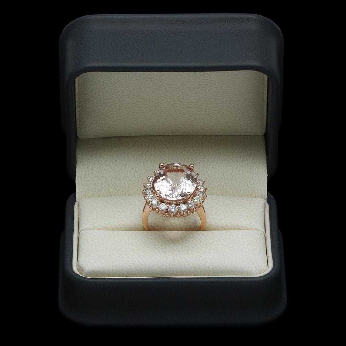 14K Rose Gold 13.02ct Kunzite and 2.17ct Diamond Ring - 4