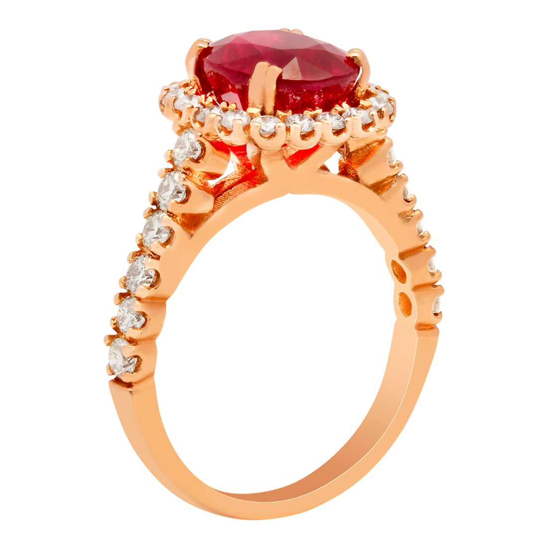 14k Rose Gold 4.34ct Ruby 1.07ct Diamond Ring - 2