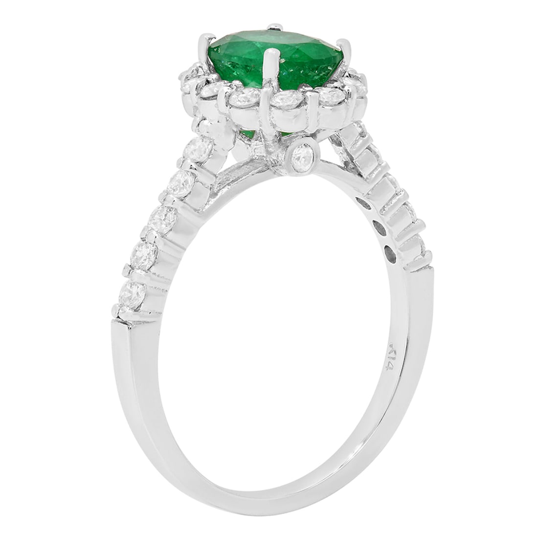 14k White Gold 1.19ct Emerald 0.70ct Diamond Ring - 2
