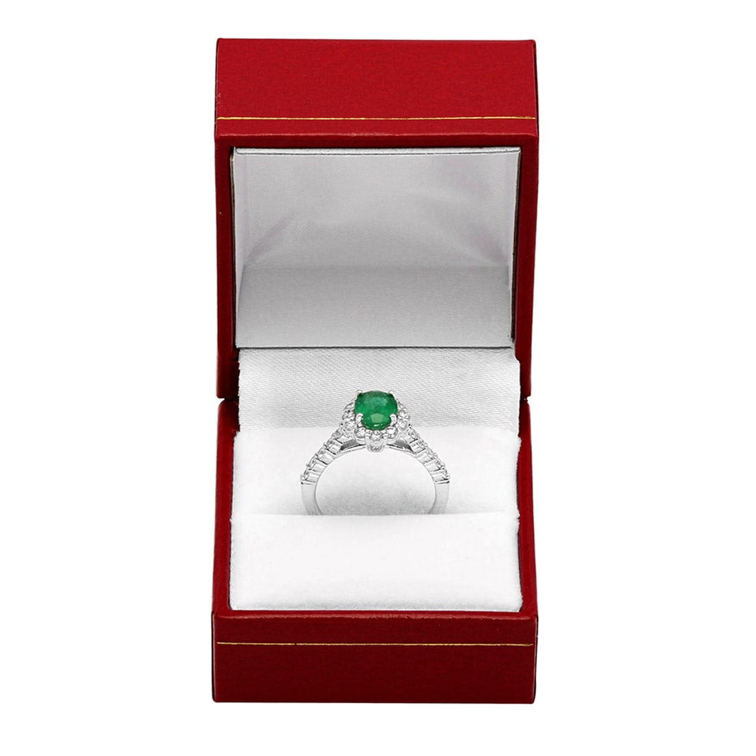 14k White Gold 1.19ct Emerald 0.70ct Diamond Ring - 3
