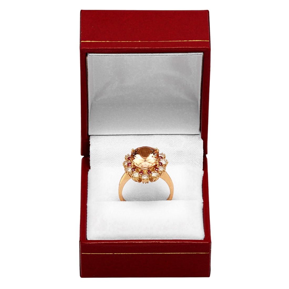 14k Yellow Gold 4.65ct Morganite 0.50ct Ruby 1.05ct Diamond Ring - 3