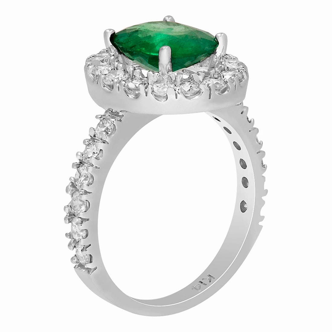 14k White Gold 1.96ct Emerald 1.23ct Diamond Ring - 2