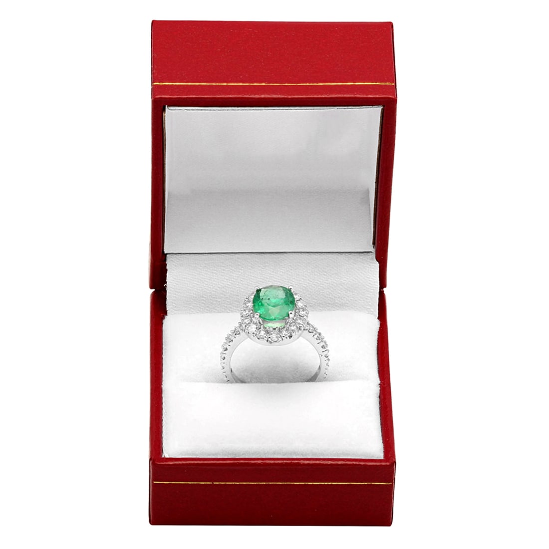 14k White Gold 1.96ct Emerald 1.23ct Diamond Ring - 3