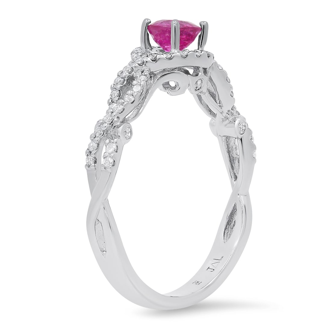 14K White Gold Setting with 0.35ct Ruby and 0.28ct Diamond Ladies Ring - 2