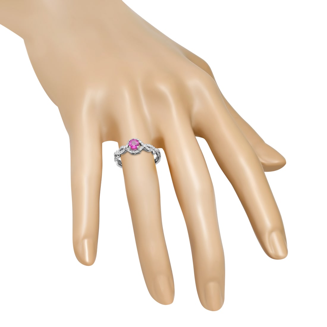 14K White Gold Setting with 0.35ct Ruby and 0.28ct Diamond Ladies Ring - 3