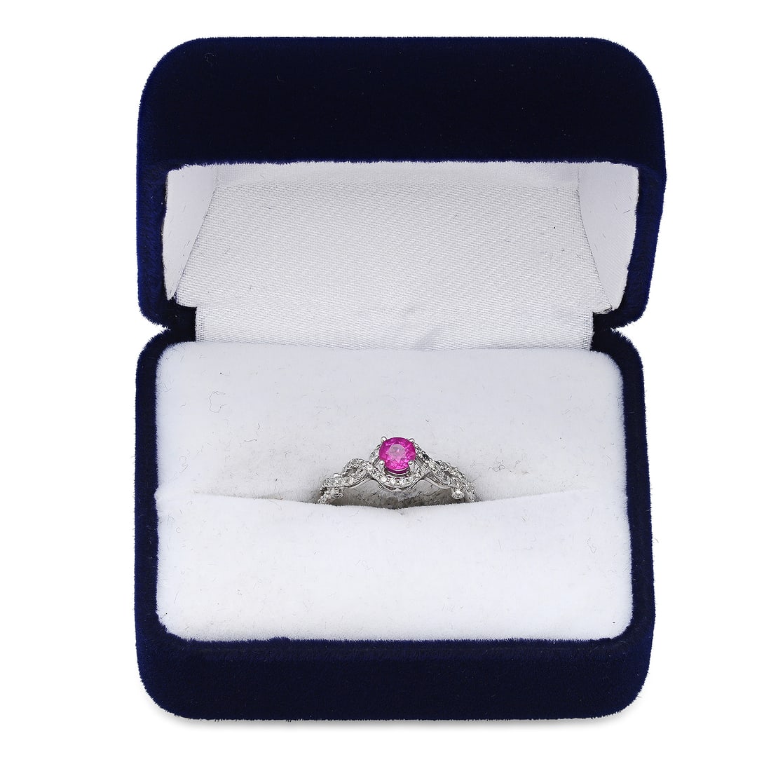 14K White Gold Setting with 0.35ct Ruby and 0.28ct Diamond Ladies Ring - 4