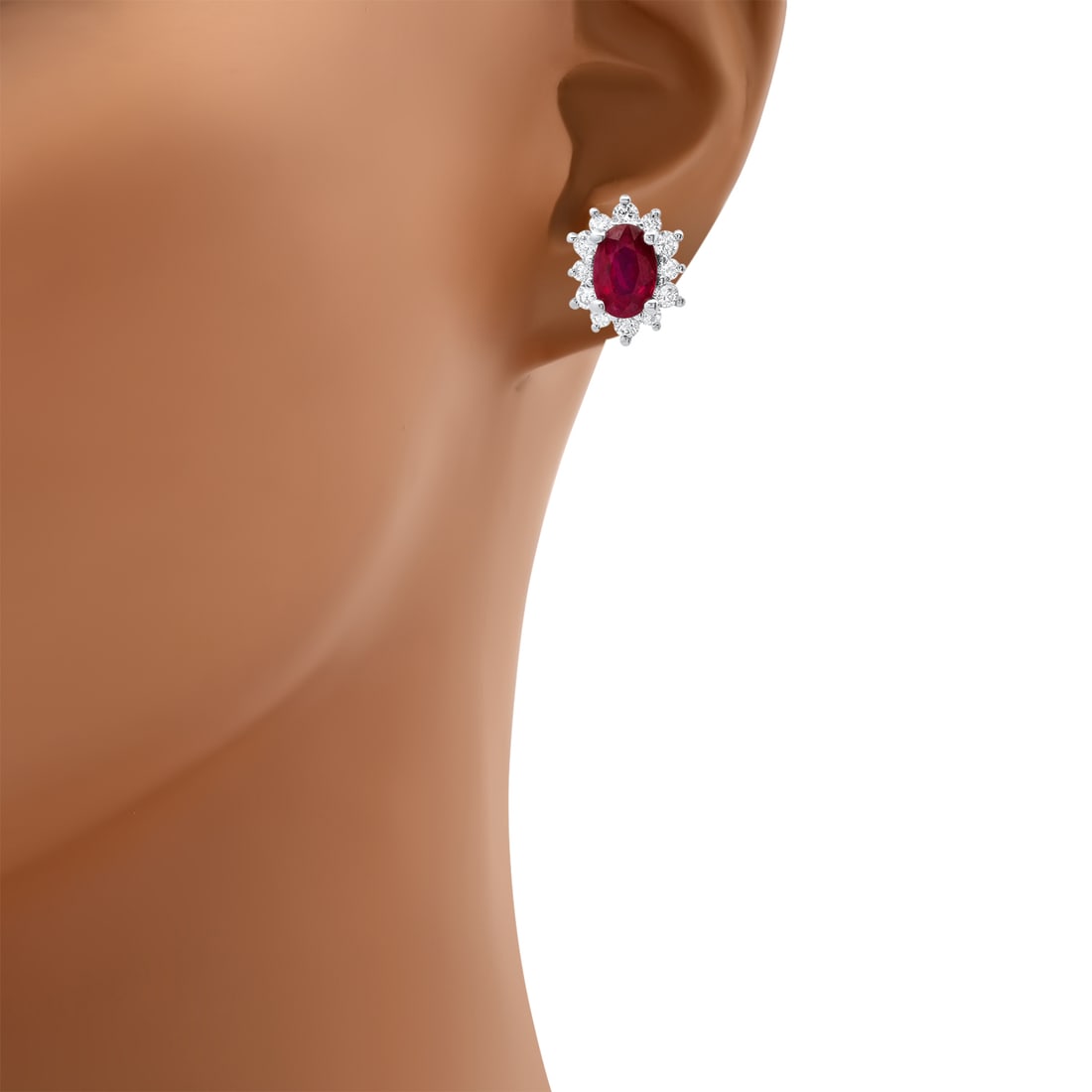 18K White Gold Setting with 1.34ct Ruby and 0.38ct Diamond Earrings - 2
