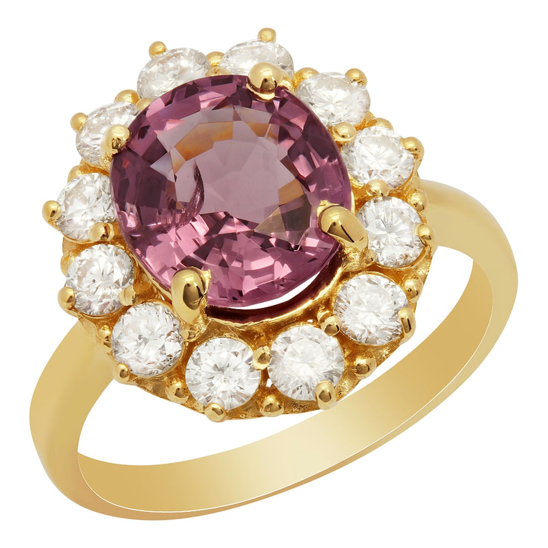 14k Yellow Gold 3.46ct Spinel 1.23ct Diamond Ring: Retail: $9,450.00 ****** 14k Yellow Gold 3.46ct Spinel 1.23ct Diamond Ring ****** Metal: 14K Yellow Gold / Total Item Weight: 4.80 grams / Country Made: United States / / Main Stone: Spinel / Color: I