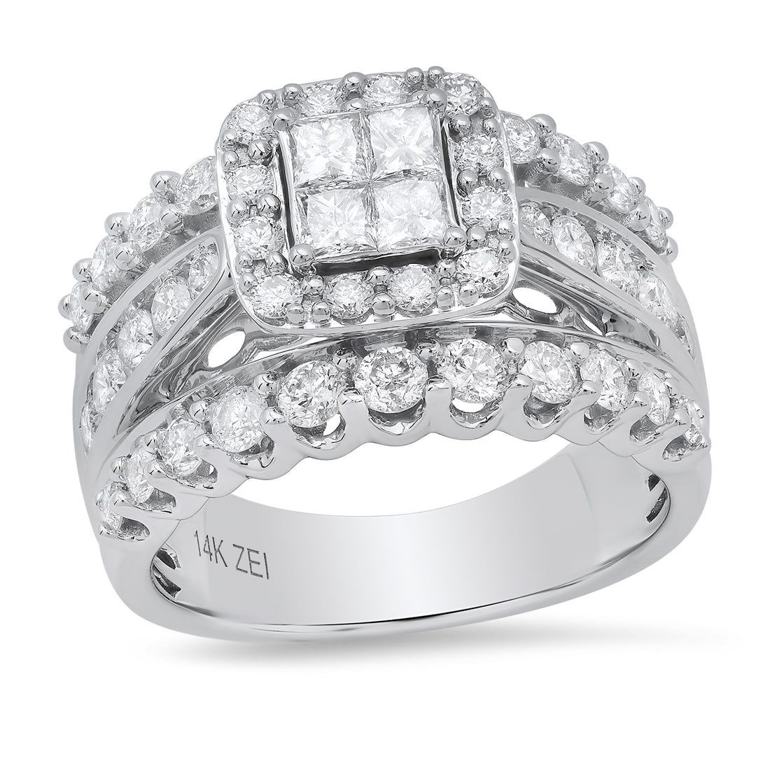 14K White Gold Setting with 2.03ct Diamond Ladies Ring: Retail: $8,917.00 ****** 14K White Gold Setting with 2.03ct Diamond Ladies Ring ****** Size: 7 (we offer free resizing to winning bidders) / Metal: 14K White Gold / Total Item Weight: 9.7 Grams / Coun