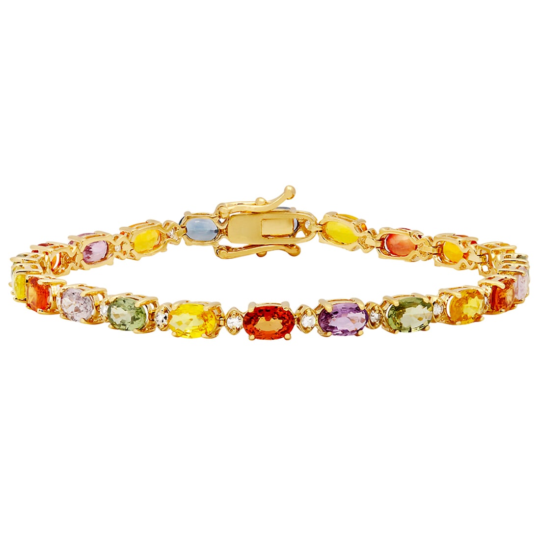 14k Yellow Gold 12.67ct Sapphire 0.47ct Diamond Bracelet: Retail: $15,580.00 ****** 14k Yellow Gold 12.67ct Sapphire 0.47ct Diamond Bracelet ****** Metal: 14K Yellow Gold / Total Item Weight: 9.80 grams / Country Made: United States / / Main Stone: Sapphire 