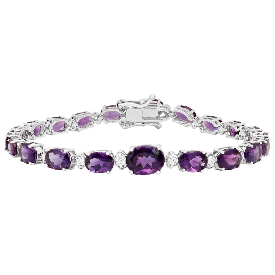 14k White Gold 13.10ct Amethyst 0.69ct Diamond Bracelet: Retail: $6,850.00 ****** 14k White Gold 13.10ct Amethyst 0.69ct Diamond Bracelet ****** Metal: 14K White Gold / Total Item Weight: 10.10 grams / Country Made: United States / / Main Stone: Amethyst / 