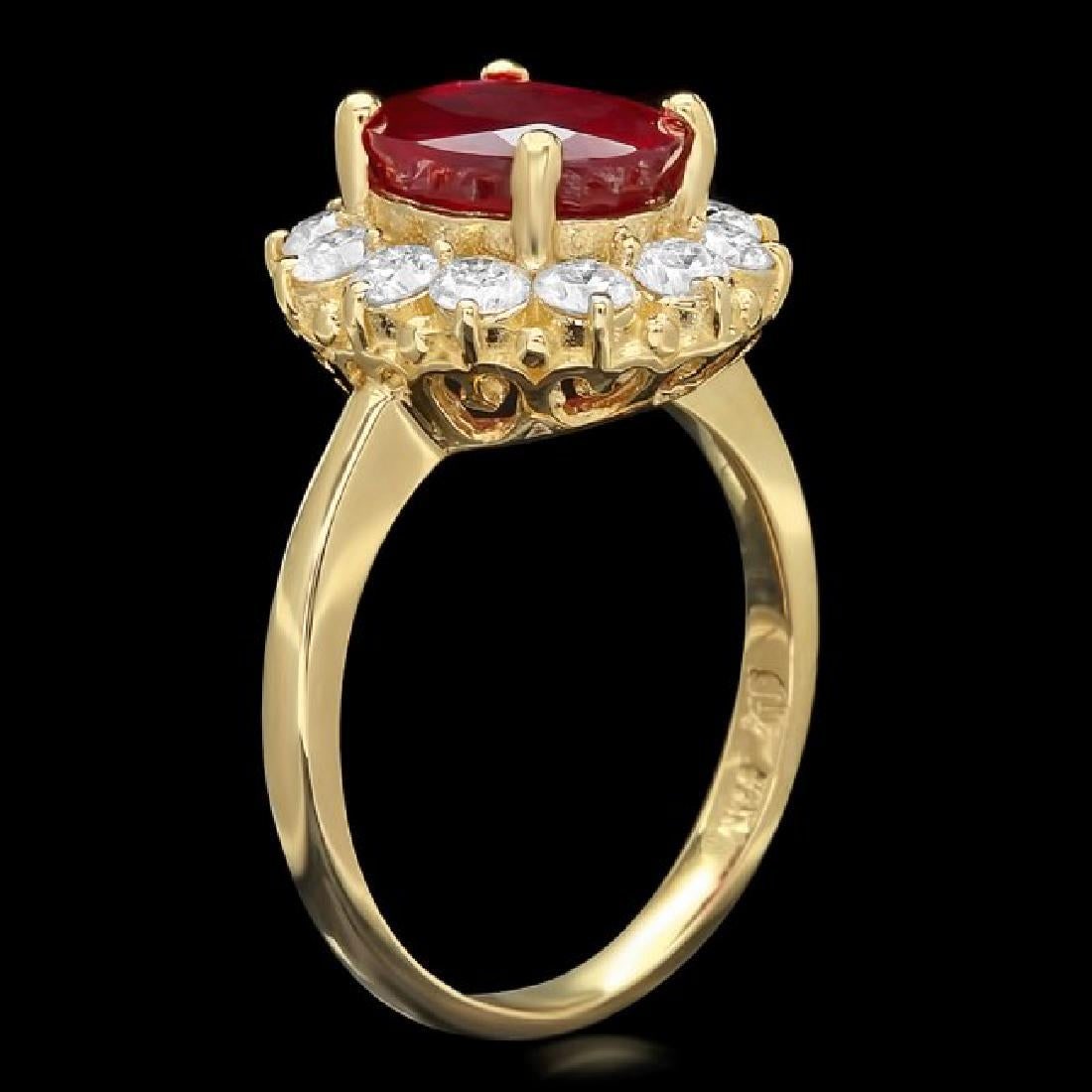 14K Yellow Gold 3.03ct Ruby and 0.96ct Diamond Ring - 2