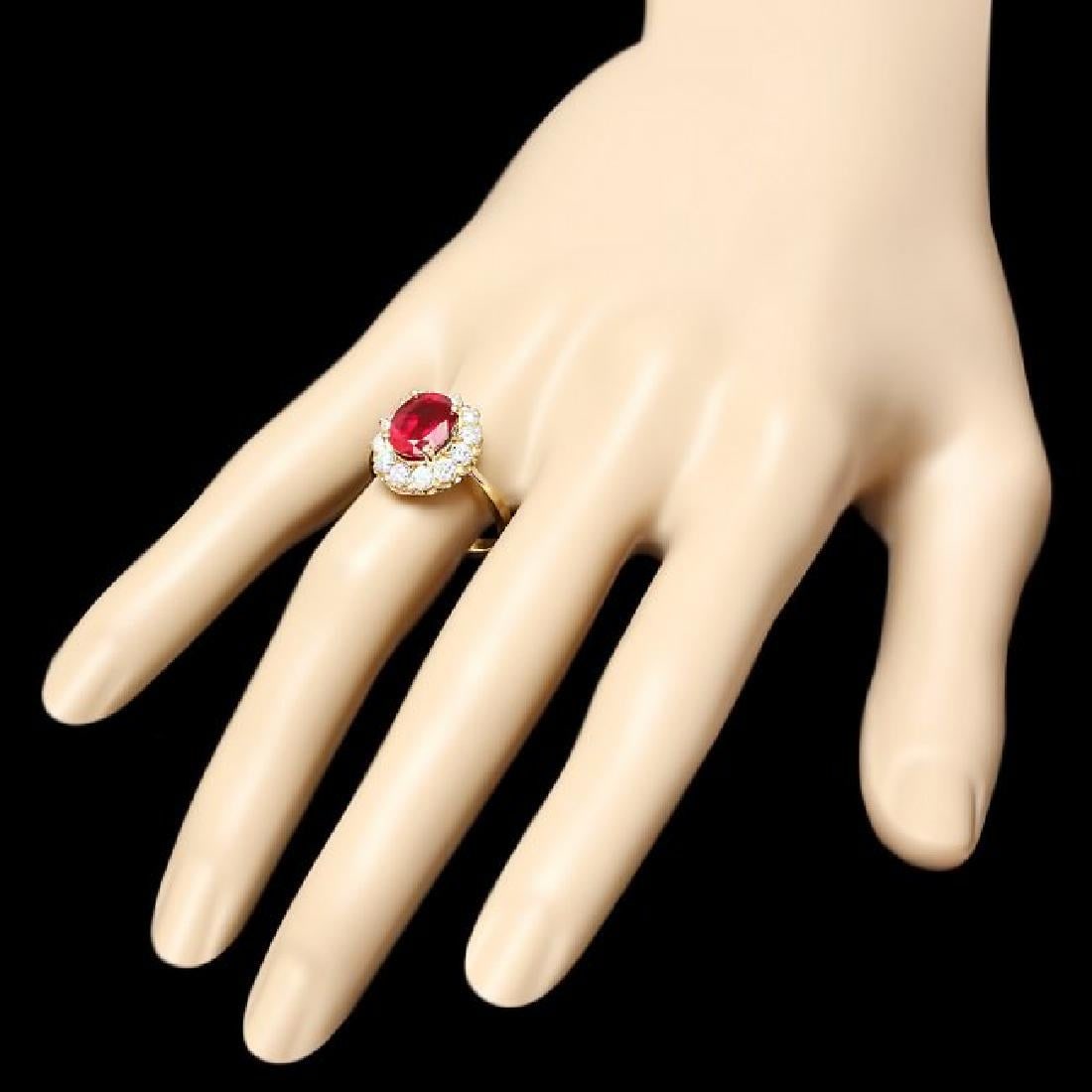 14K Yellow Gold 3.03ct Ruby and 0.96ct Diamond Ring - 3