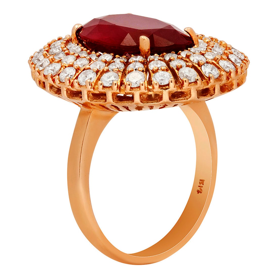 14k Rose Gold 6.71ct Ruby 1.89ct Diamond Ring - 2