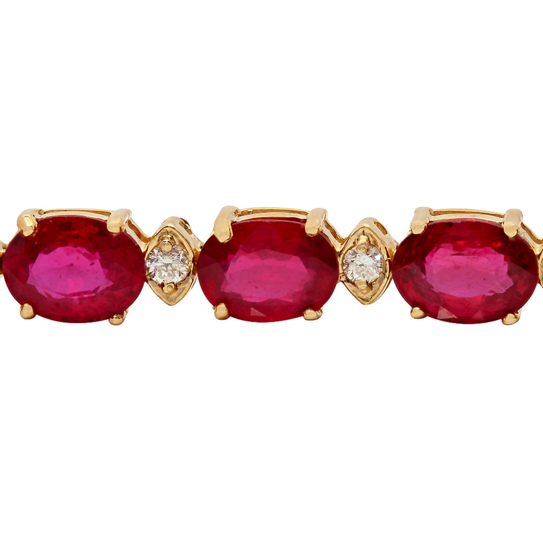 14k Rose Gold 27.99ct Ruby 0.58ct Diamond Bracelet - 2