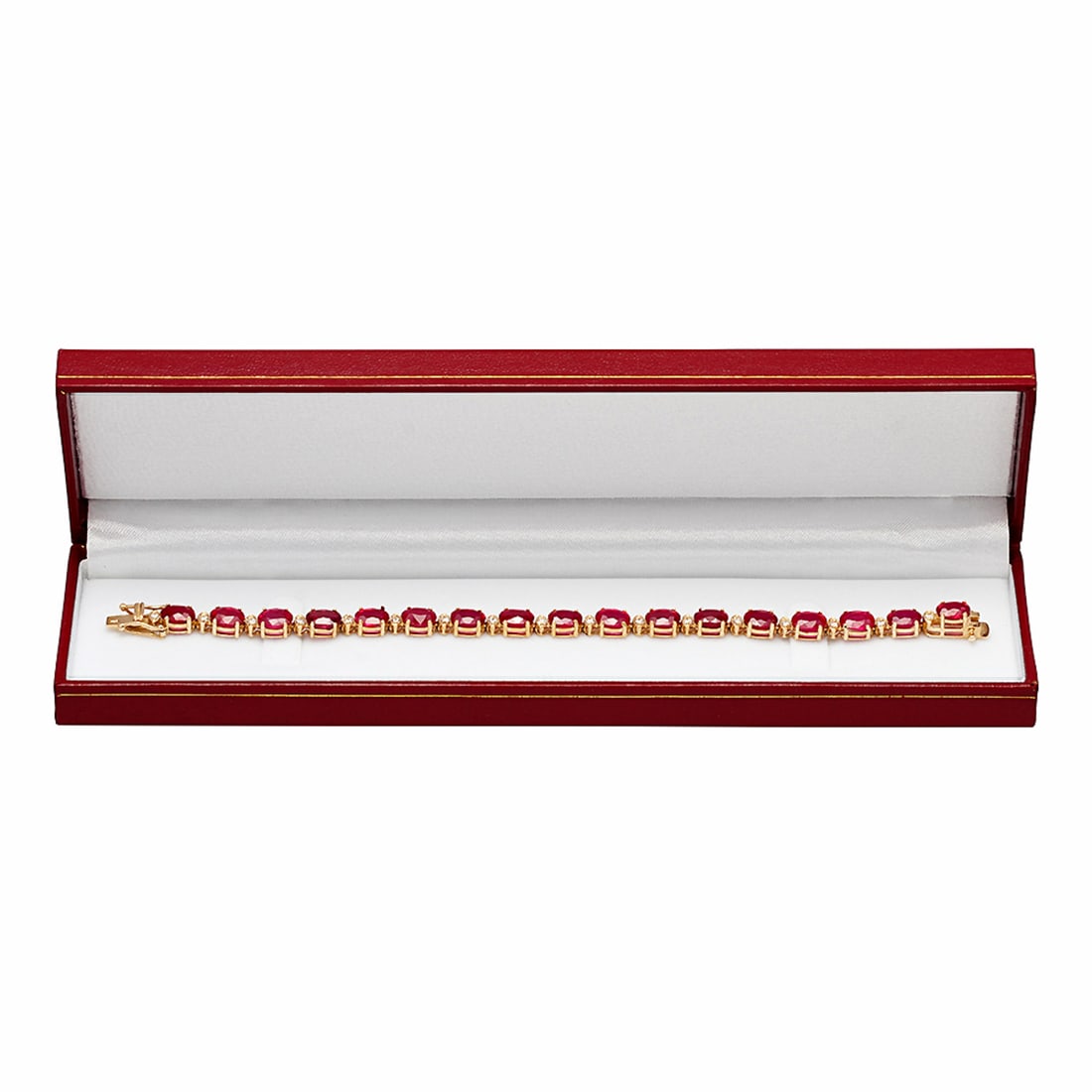 14k Rose Gold 27.99ct Ruby 0.58ct Diamond Bracelet - 3