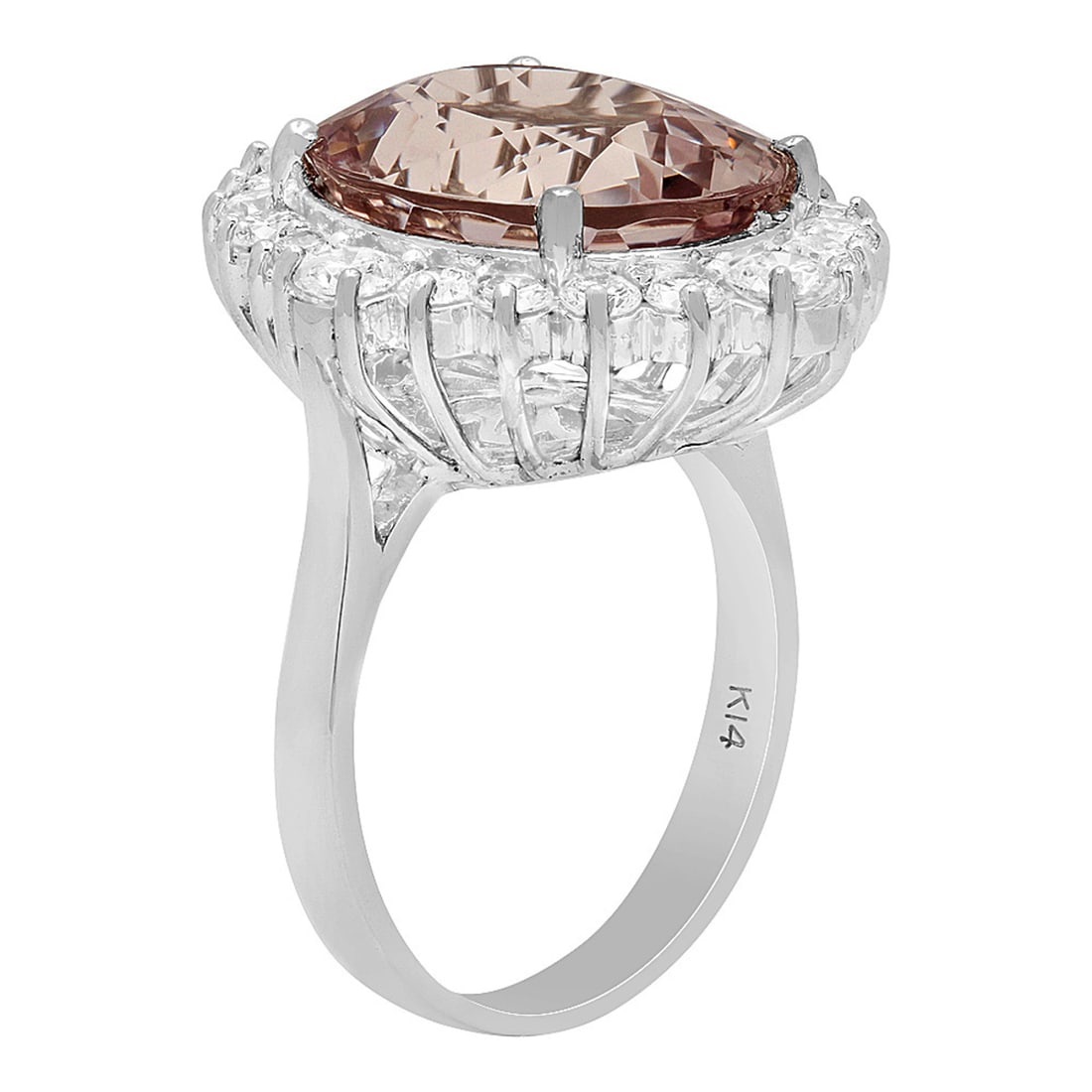 14k White Gold 9.20ct Kunzite 1.38ct Diamond Ring - 2