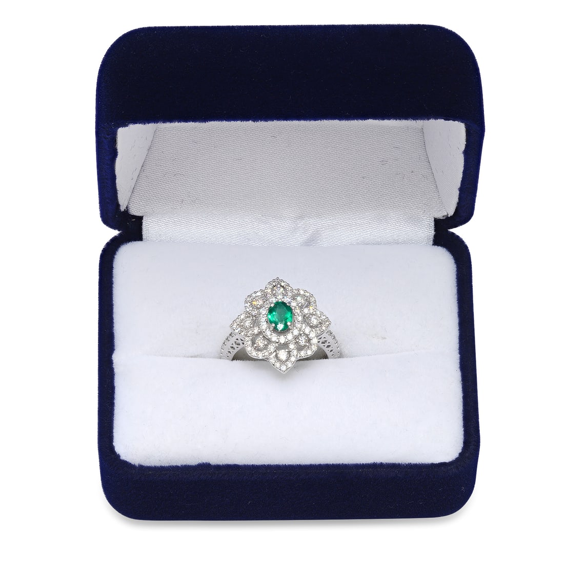 Platinum Setting with 0.40ct Emerald and 0.77ct Diamond Ladies Ring - 5