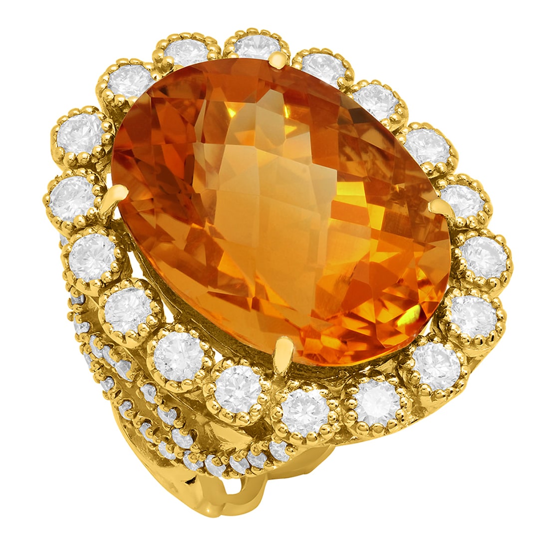 14k Yellow Gold 17.38ct Citrine 1.82ct Diamond Ring: Retail: $8,625.00 ****** 14k Yellow Gold 17.38ct Citrine 1.82ct Diamond Ring ****** Metal: 14K Yellow Gold / Total Item Weight: 12.20 grams / Country Made: United States / / Main Stone: Citrine / Colo