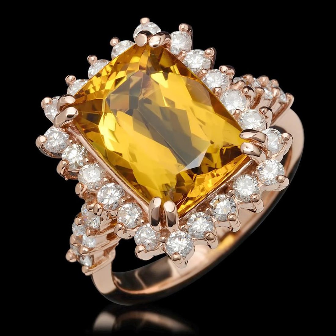 14K Rose Gold 5.02ct Beryl and 1.10ct Diamond Ring: Retail: $8,900.00 ****** 14K Rose Gold 5.02ct Beryl and 1.10ct Diamond Ring ****** Metal: 14K Rose Gold / Total Item Weight: 7.2 Grams / Country Made: United States / / Main Stone: Beryl / Color: Oran