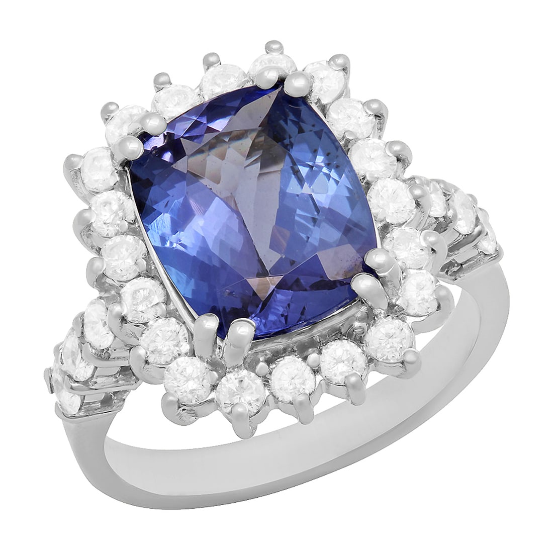14k White Gold 4.10ct Tanzanite 1.09ct Diamond Ring: Retail: $9,280.00 ****** 14k White Gold 4.10ct Tanzanite 1.09ct Diamond Ring ****** Metal: 14K White Gold / Total Item Weight: 6.30 grams / Country Made: United States / / Main Stone: Tanzanite / Colo