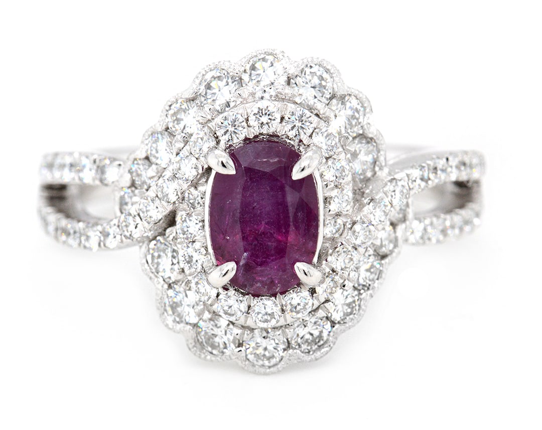 Platinum Ladies Ring with 1.02ct GIA Certified Sapphire and 0.93tcw Adjacent Diamonds: Retail: $22,000.00 ****** Platinum Ladies Ring with 1.02ct GIA Certified Sapphire and 0.93tcw Adjacent Diamonds ****** Size: 6.5 / Metal: Platinum / Total Item Weight: 6.7 Grams / Country Made: United