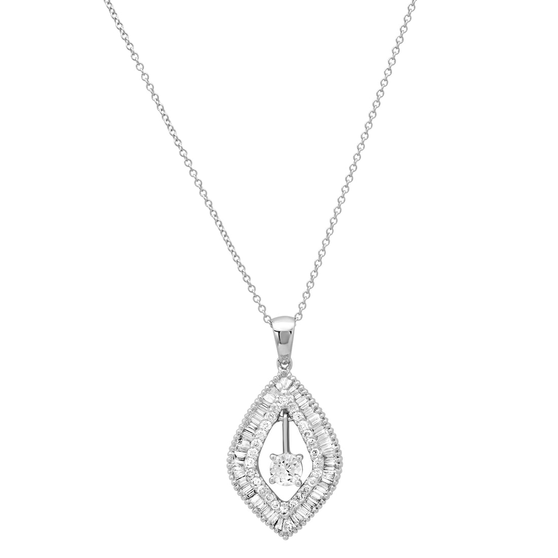 18K White Gold Setting with 2.0ct Diamond Ladies Pendant: Retail: $8,065.00 ****** 18K White Gold Setting with 2.0ct Diamond Ladies Pendant ****** Size: 18 / Metal: 18K White Gold / Total Item Weight: 5.1 Grams / Country Made: United States / / Main Stone: D