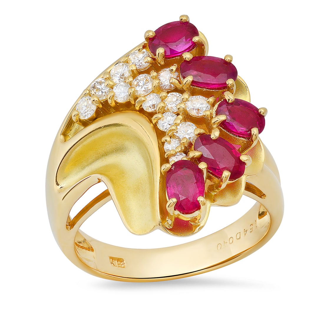 18K Yellow Gold Setting with 1.54ct Ruby and 0.40ct Diamond Ladies Ring: Retail: $6,800.00 ****** 18K Yellow Gold Setting with 1.54ct Ruby and 0.40ct Diamond Ladies Ring ****** Size: 7(we offer free resizing to winning bidders) / Metal: 18K Yellow Gold / Total Item Weight: