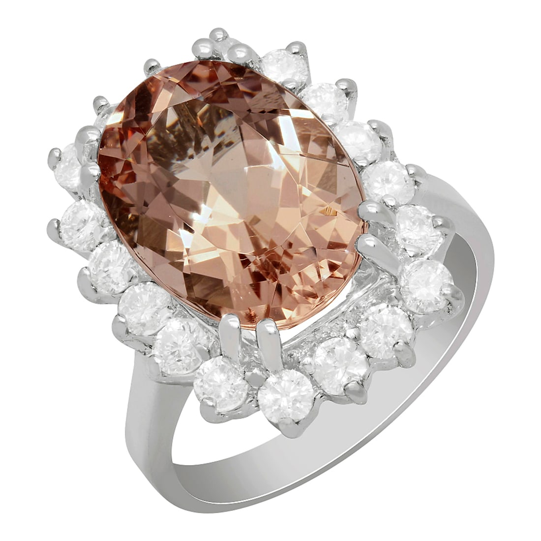 14k White Gold 6.38ct Morganite 1.19ct Diamond Ring: Retail: $9,980.00 ****** 14k White Gold 6.38ct Morganite 1.19ct Diamond Ring ****** Metal: 14K White Gold / Total Item Weight: 7.10 grams / Country Made: United States / / Main Stone: Morganite / Colo