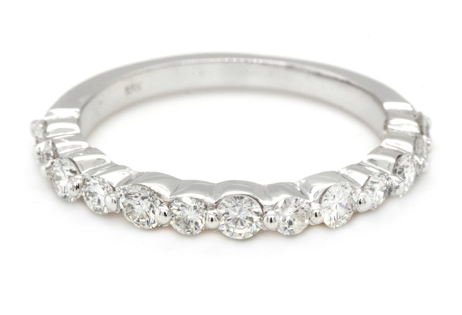 18K White Gold Ladies Band with 0.71ct tw Diamonds: Retail: $3,500.00 ****** 18K White Gold Ladies Band with 0.71ct tw Diamonds ****** Size: 6.5 / Metal: 18K White Gold / Total Item Weight: 2.8 Grams / Country Made: United States / / Main Stone: Diamon