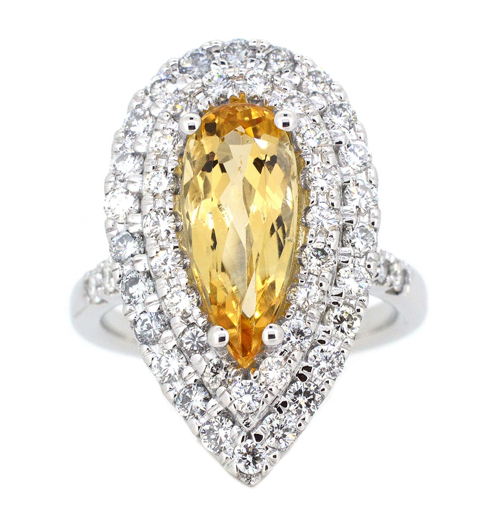 18K White Gold Ladies Ring with 3.24ct Topaz and 1.45ct tw Diamonds: Retail: $9,500.00 ****** 18K White Gold Ladies Ring with 3.24ct Topaz and 1.45ct tw Diamonds ****** Size: 6.5 / Metal: 18K White Gold / Total Item Weight: 11 Grams / Country Made: United States / / Ma