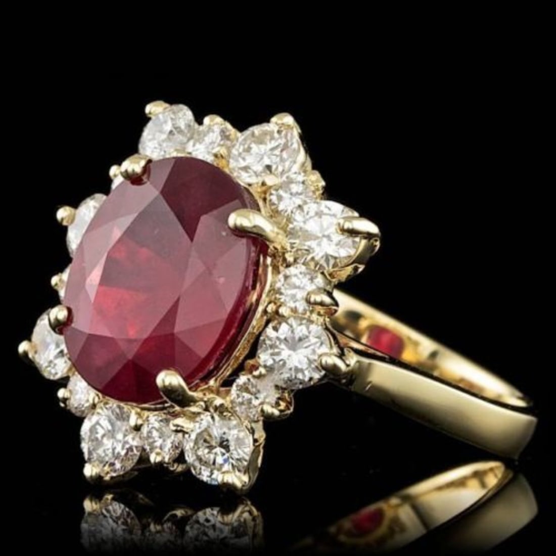 14K Yellow Gold 5.37ct Ruby and 1.36ct Diamond Ring - 2